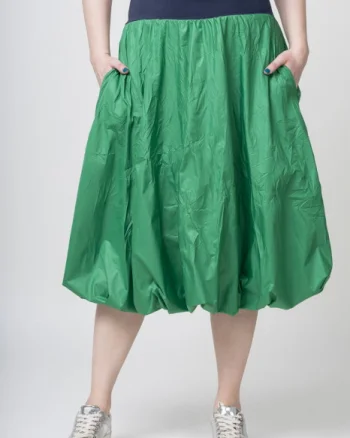 Fusta verde midi, tip gogosar, din tafta
