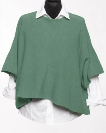 Pulover versatil cu maneca fluture din vascoza, verde prafuit