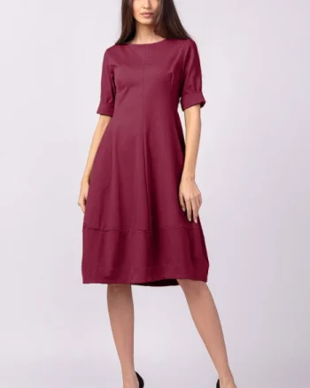 Rochie lalea cambrata din jerseu punto milano, bordo