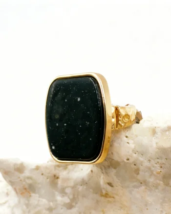 Inel dama reglabil cu insert decorativ negru