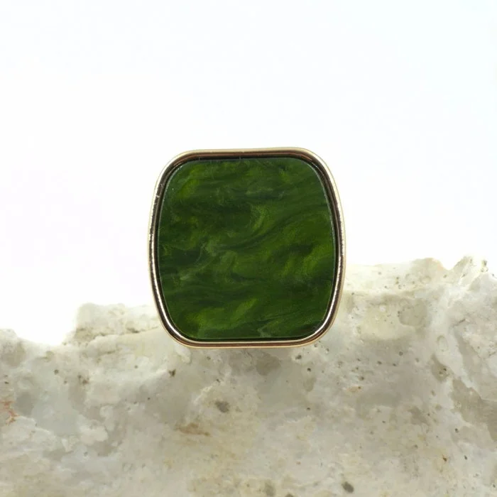 Inel dama reglabil cu insert decorativ verde
