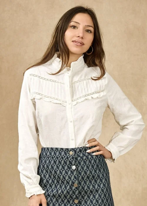 Camasa alba din bumbac cu broderie 4880T M9