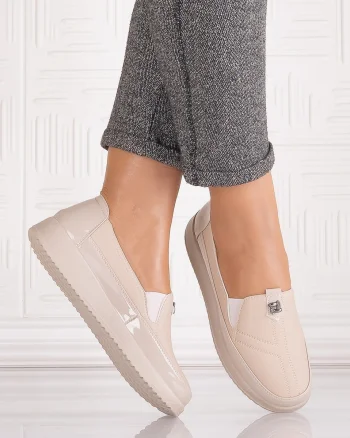 Pantofi casual Bej dama din Piele Ecologica Assia