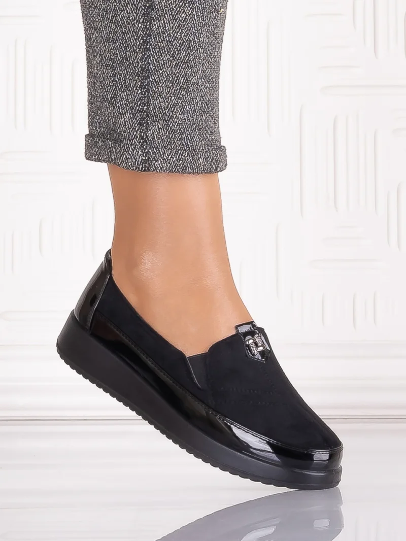 Pantofi casual Negri dama din Piele Ecologica Assia