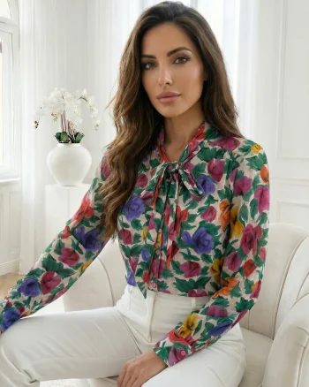 Camasa cu model floral colorat s...