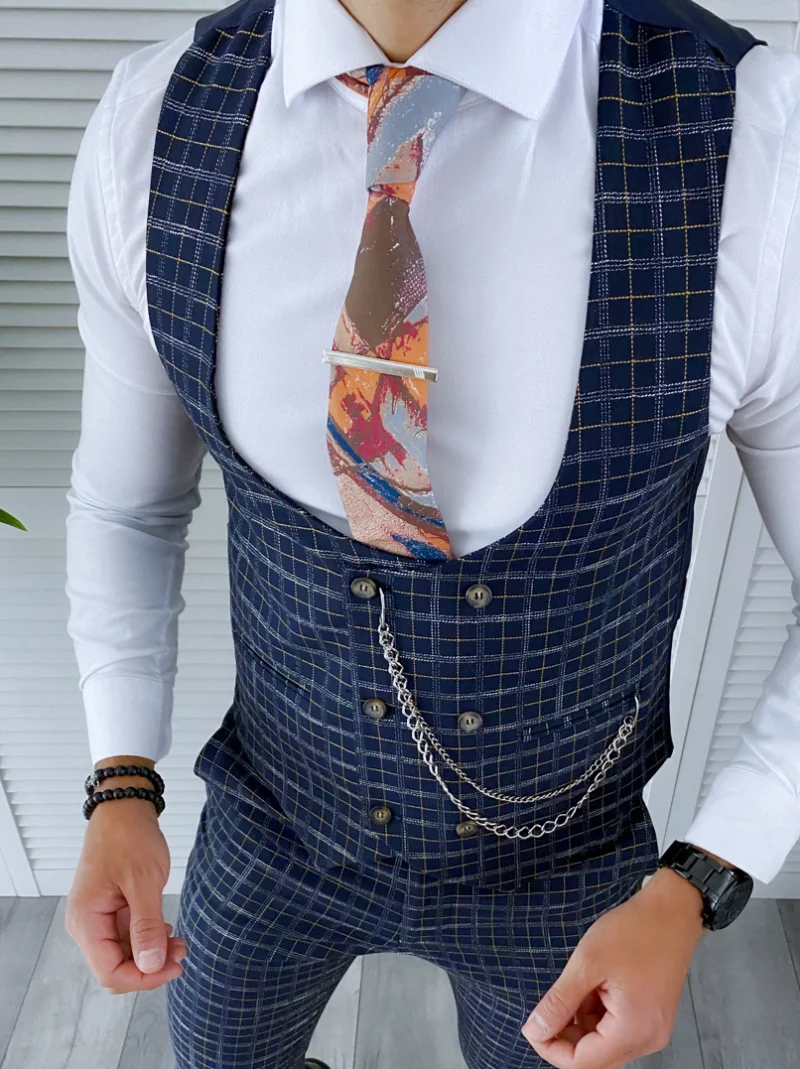 Vesta barbati eleganta slim fit in carouri V00 44-1.2