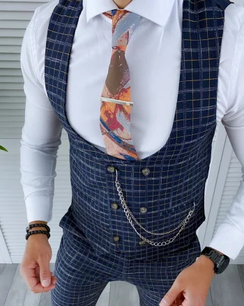 Vesta barbati eleganta slim fit in carouri V00 44-1.2