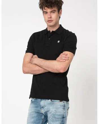 Tricou polo slim fit din material pique Dunda, Negru
