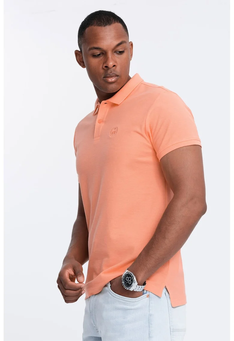 Tricou polo cu model uni, Roz somon
