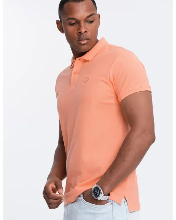 Tricou polo cu model uni, Roz somon