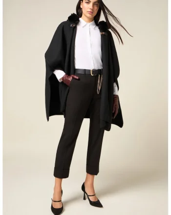 Pantaloni crop regular fit, Maro inchis