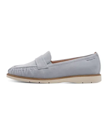 Pantofi loafer din piele si model uni, Albastru deschis