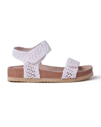 Sandale cu aspect tricotat si velcro Iten, Alb
