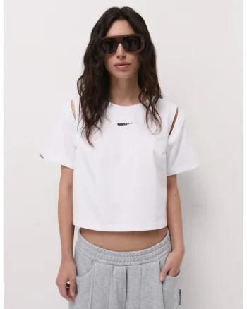 Tricou crop din bumbac Edge, Alb