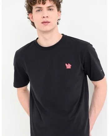 Tricou de bumbac cu monograma discreta, Negru