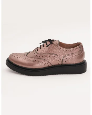 Pantofi Brogue din piele cu talpa wedge, Negru/Roz prafuit