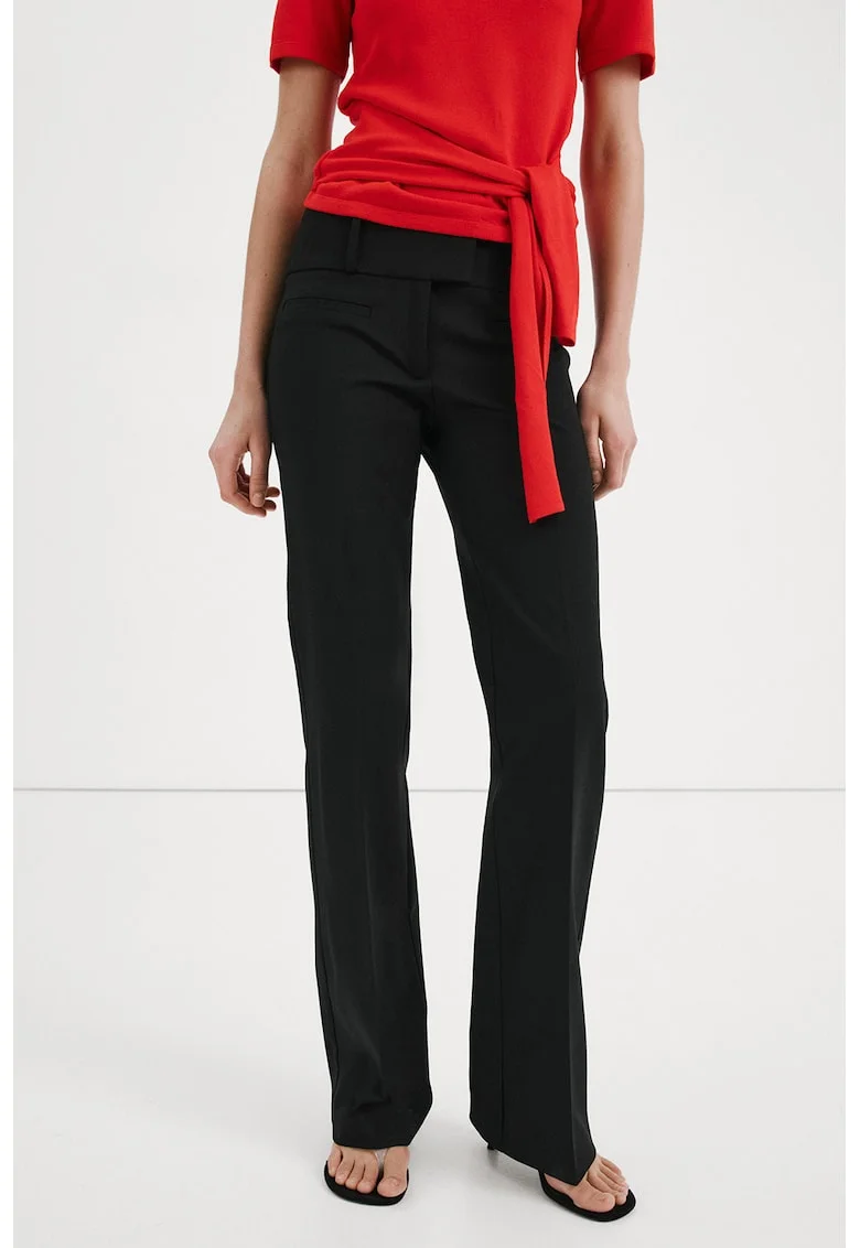 Pantaloni drepti cu talie medie, Negru