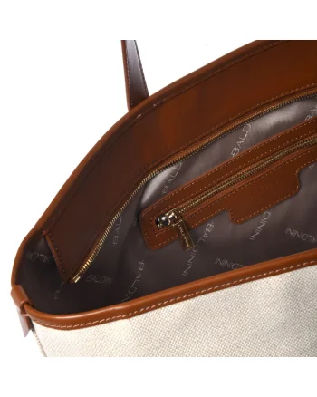 Geanta shopper cu buzunar interior, Alb murdar