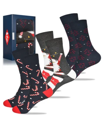 Set 3 Perechi Sosete Barbati,  Model de Craciun cu Ren, pentru Cadou, Marime