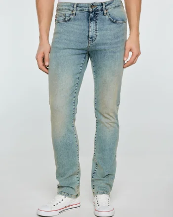 Blugi slim fit cu aspect decolorat Terry