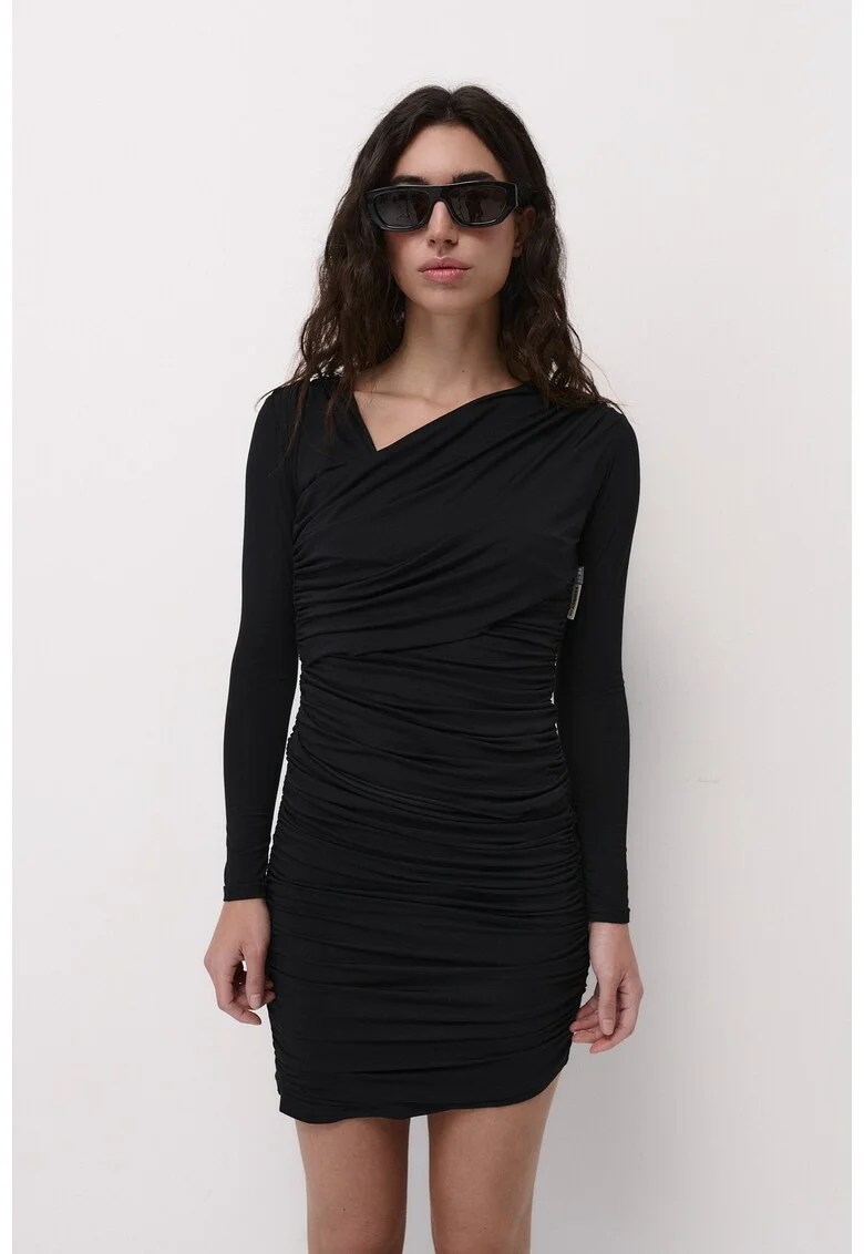 Rochie din modal cu drapaje Grace, Negru