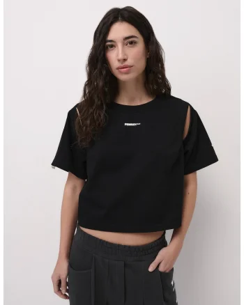 Tricou crop din bumbac Edge, Negru