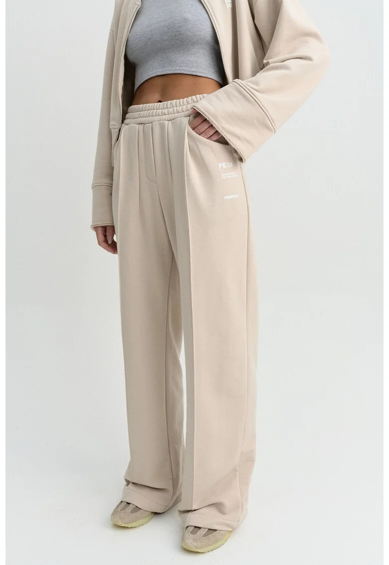 FLOW Pantaloni sport dama din bumbac casual confortabili, Bej