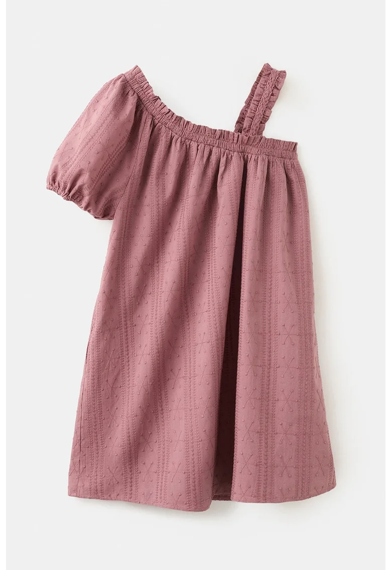 Rochie scurta cu broderie, Roz prafuit