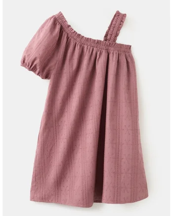 Rochie scurta cu broderie, Roz prafuit