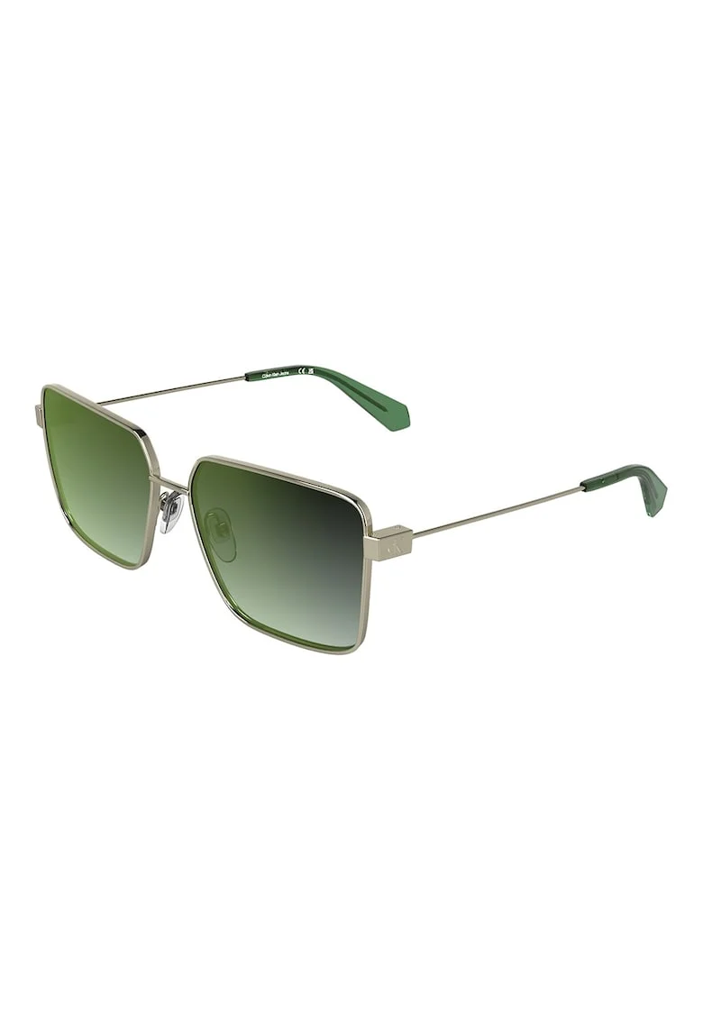 Ochelari de soare patrati cu lentile in degrade, Verde/Auriu