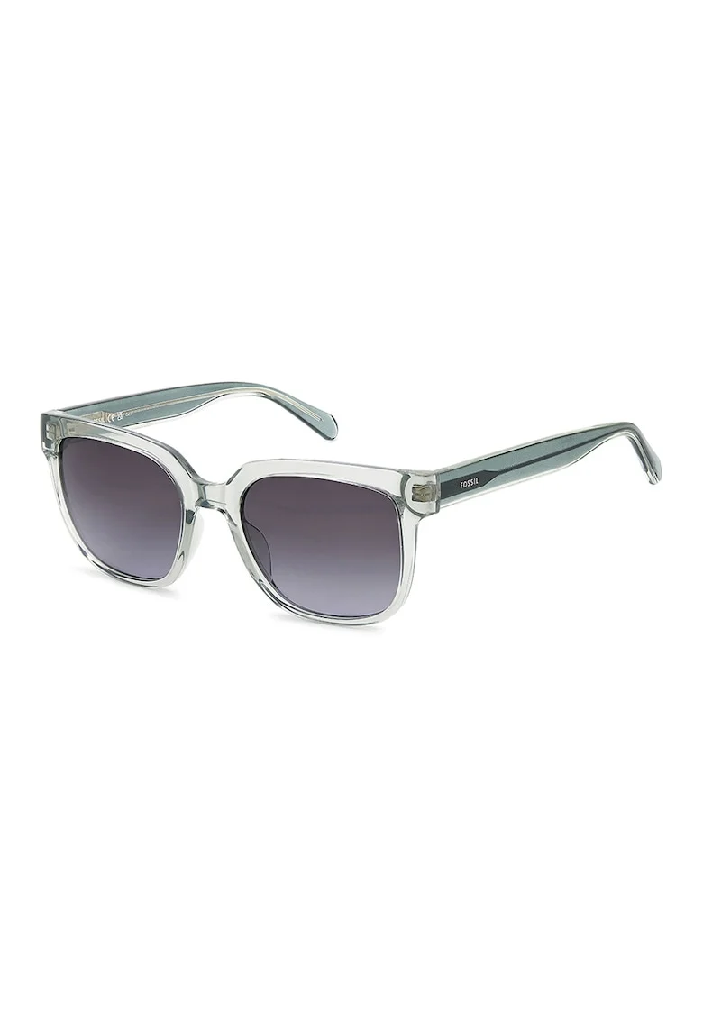 Ochelari de soare patrati cu lentile in degrade, Verde/Transparent