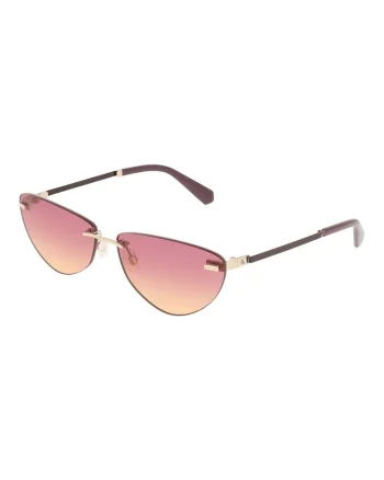 Ochelari de soare cat-eye cu rama metalica, Auriu/Maro pamantiu