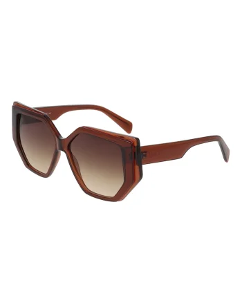 Ochelari de soare hexagonali cu lentile in degrade, Maro cognac