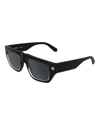 Ochelari de soare dreptunghiulari cu model unisex si logo, Negru