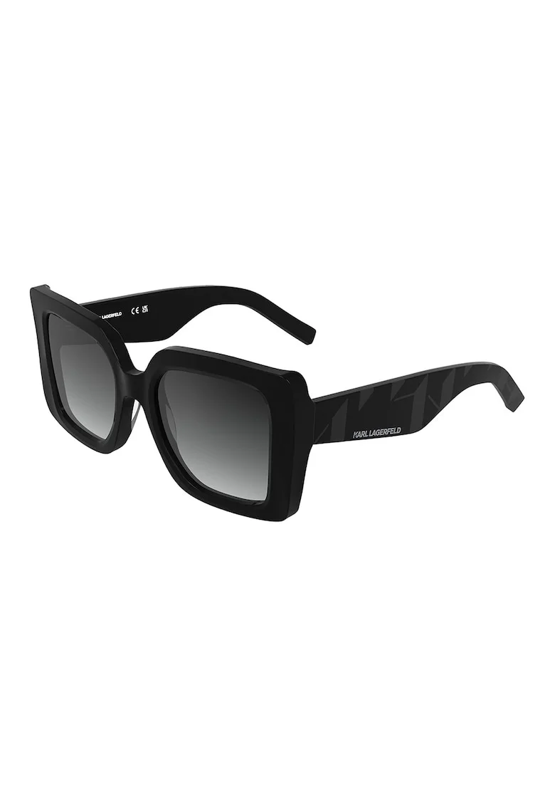 Ochelari de soare patrati cu lentile in degrade, Negru/Gri inchis
