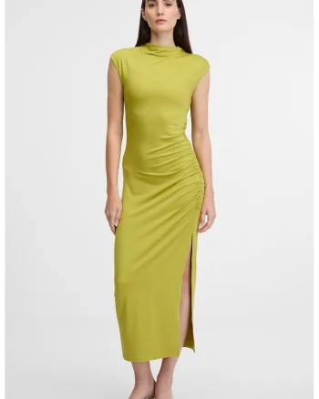 Rochie lunga cambrata, Verde fistic