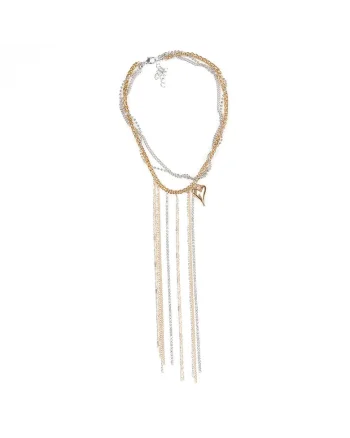 Colier elegant cu lanturi multiple si charm inima aurie