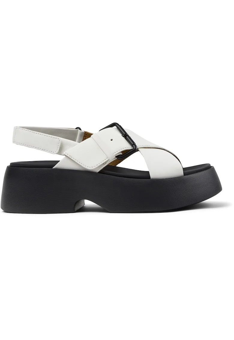 Sandale de piele Tasha, Alb/Alb murdar
