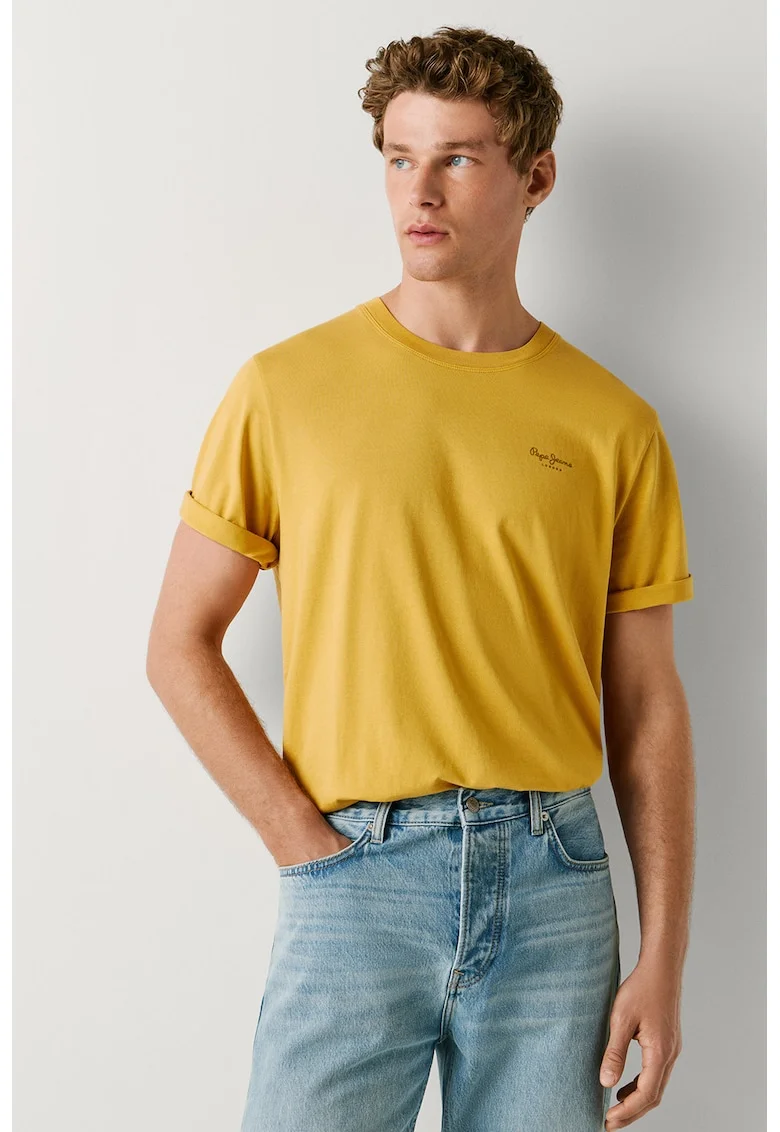 Tricou din bumbac cu logo discret Jacko, Galben sofran