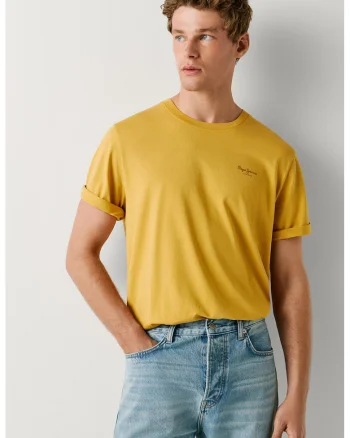 Tricou din bumbac cu logo discret Jacko, Galben sofran