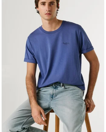 Tricou din bumbac cu logo discret Jacko, Albastru indigo