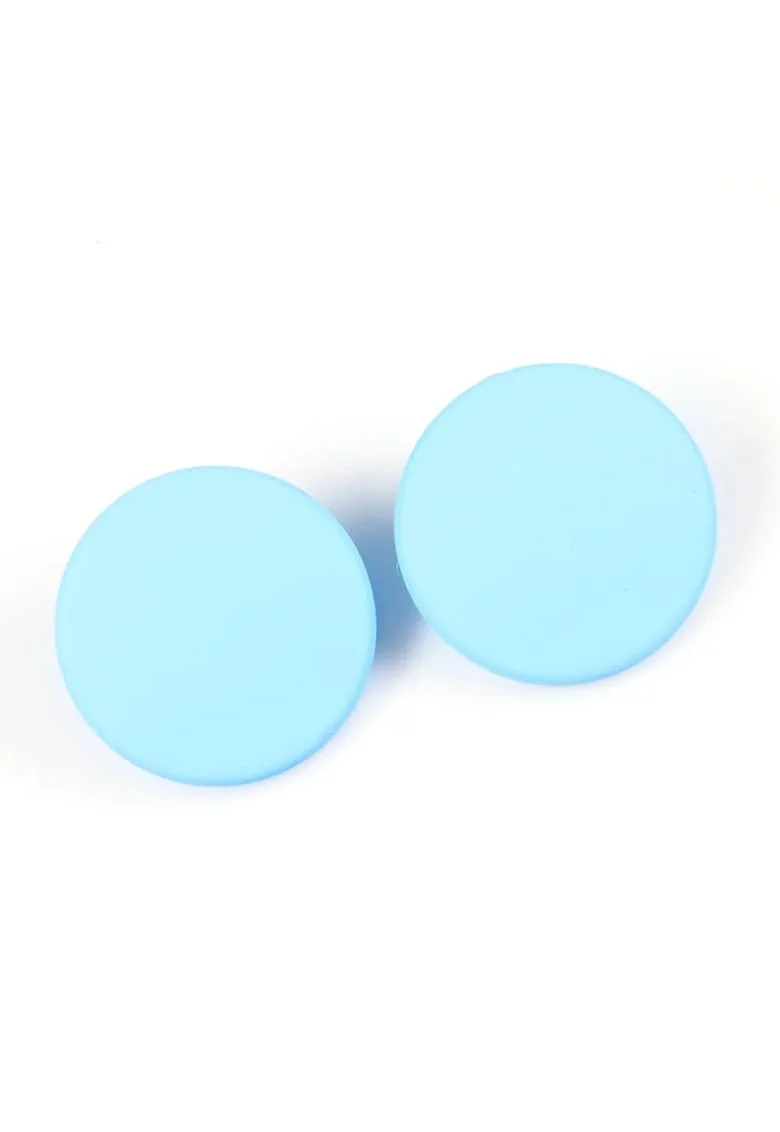 Cercei rotunzi bleu cu design minimalist