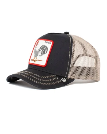 Sapca trucker unisex cu aplicatie brodata, Negru/Bej inchis
