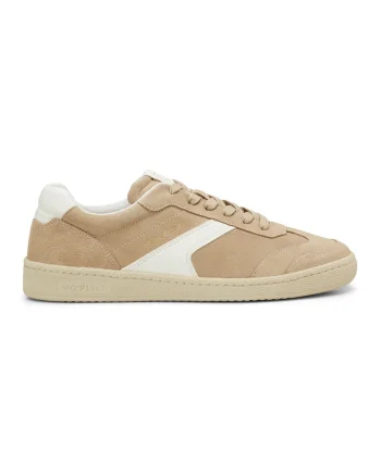 Pantofi sport de piele si piele intoarsa, Alb/Maro camel