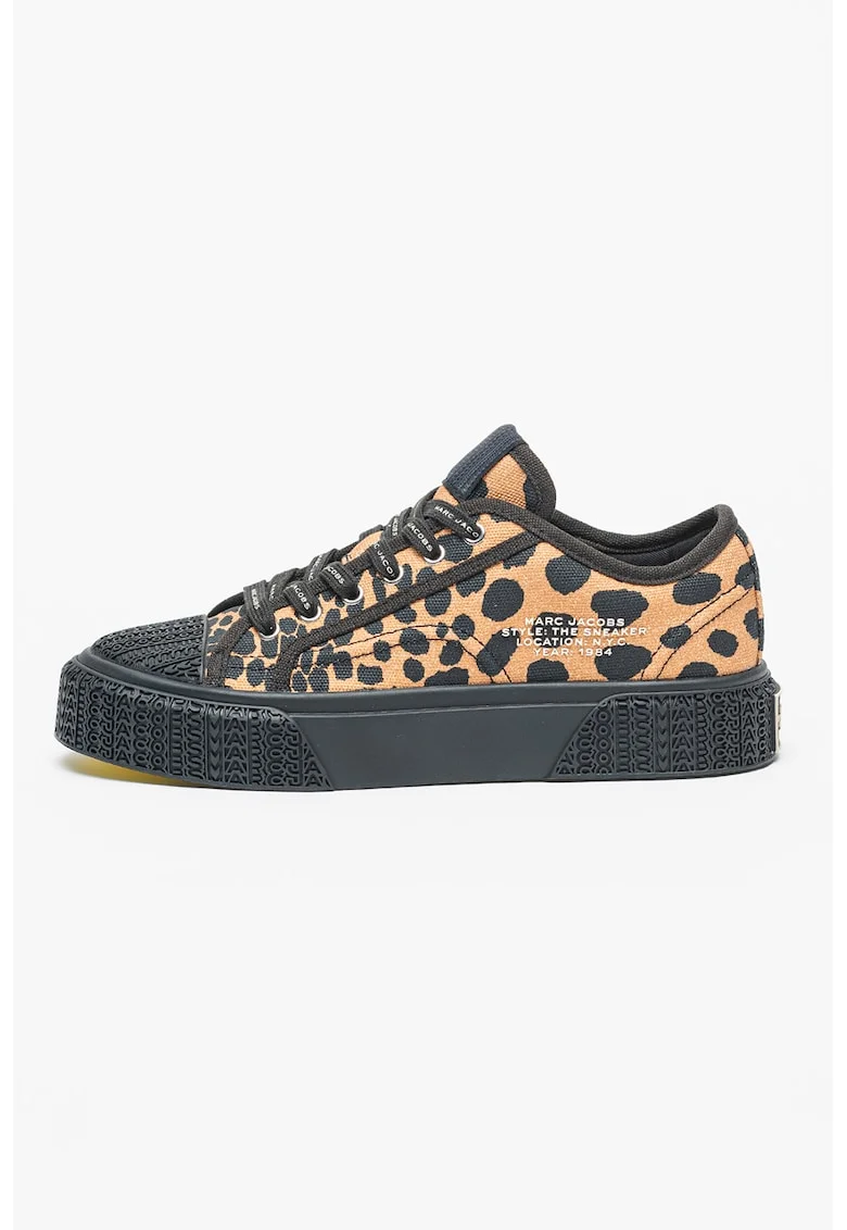 Pantofi sport cu model animal print, Negru/Maro deschis