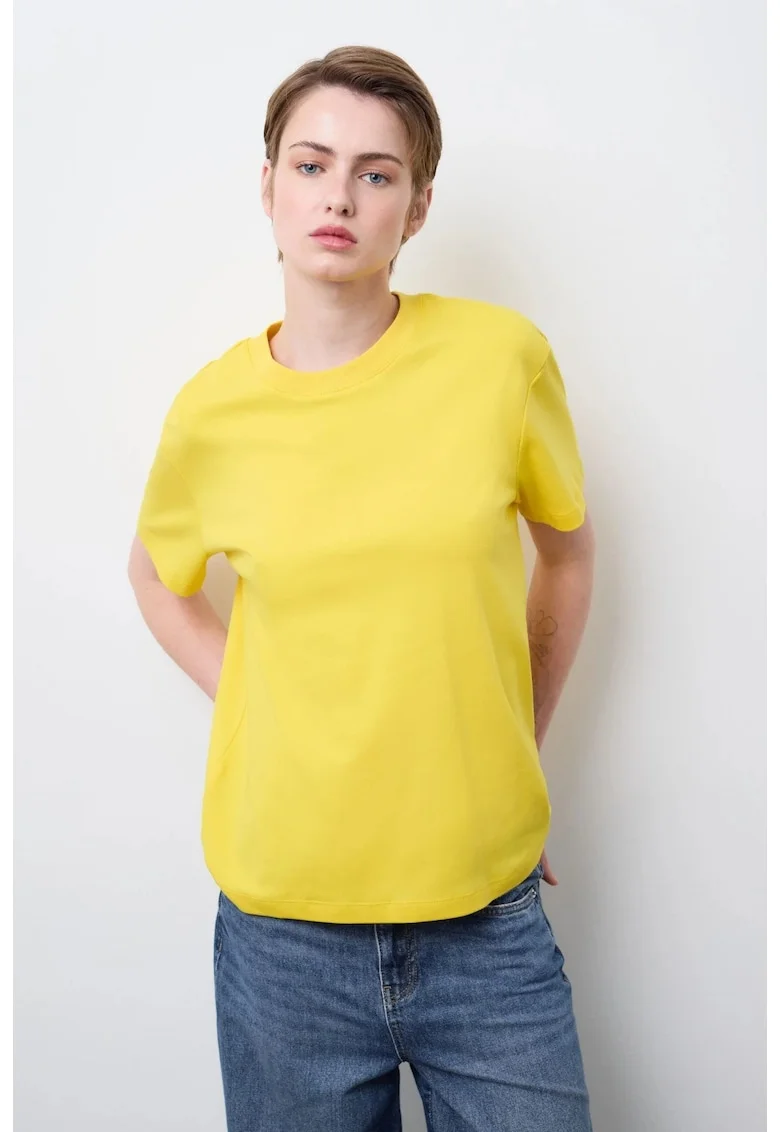Tricou uni cu decolteu la baza gatului, Galben