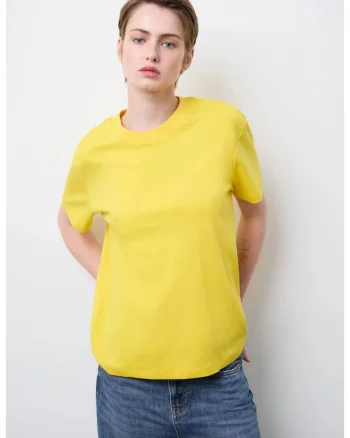 Tricou uni cu decolteu la baza gatului, Galben