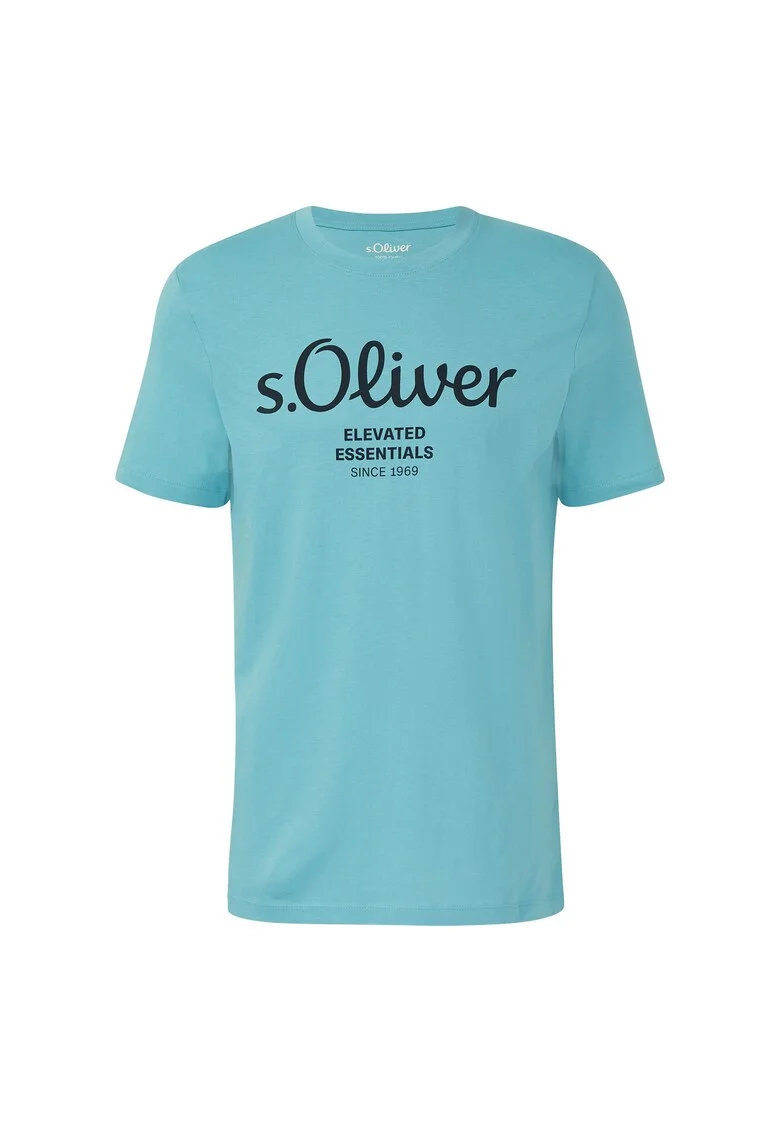 Tricou cu logo de bumbac, Albastru deschis