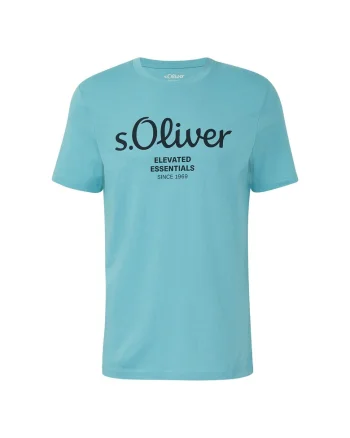 Tricou cu logo de bumbac, Albastru deschis