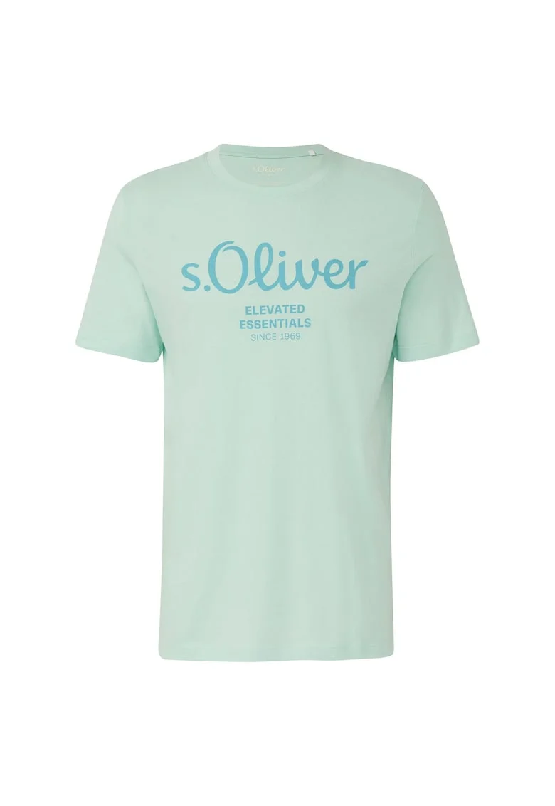 Tricou cu logo de bumbac, Verde deschis